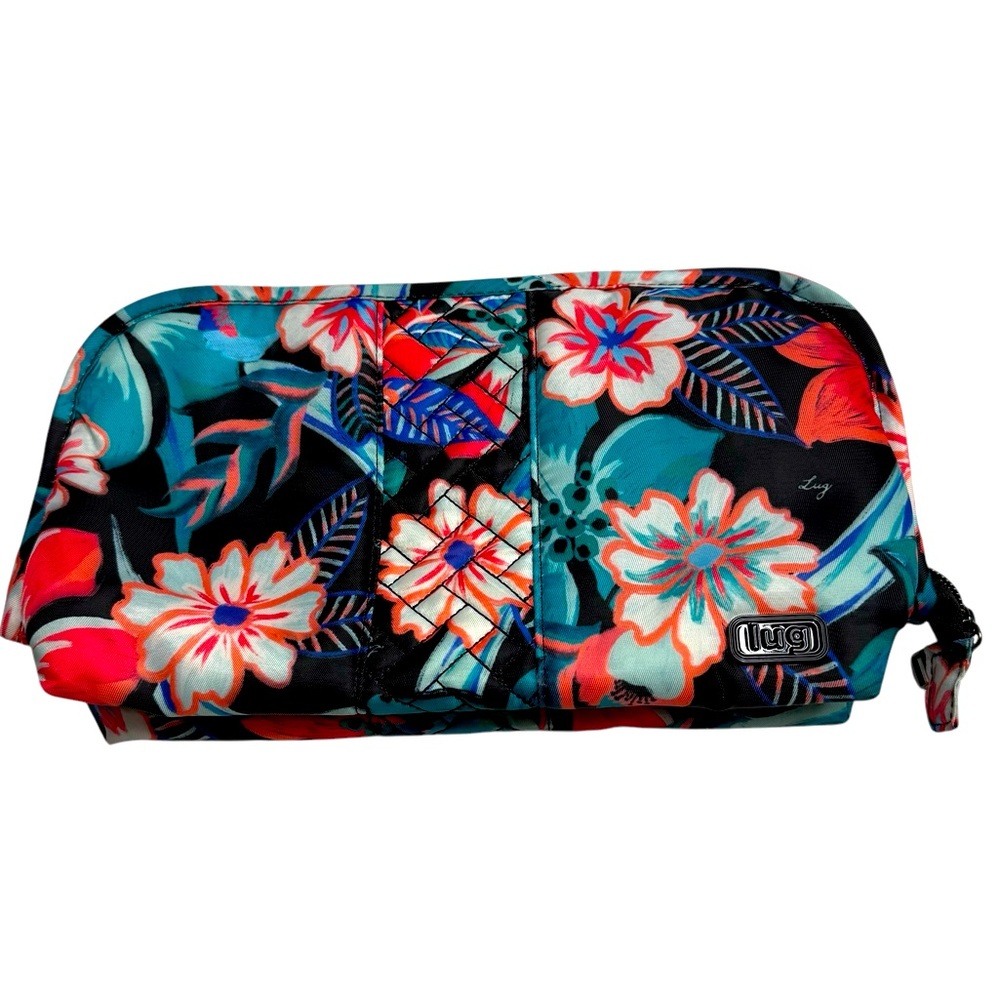 Lug Floral Cosmetic Pouch in Teal & Coral
